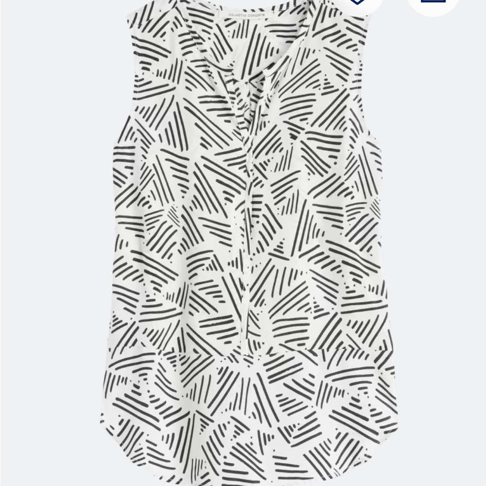 Collective Concepts Clarette Sleeveless Split Neck Geometric Blouse